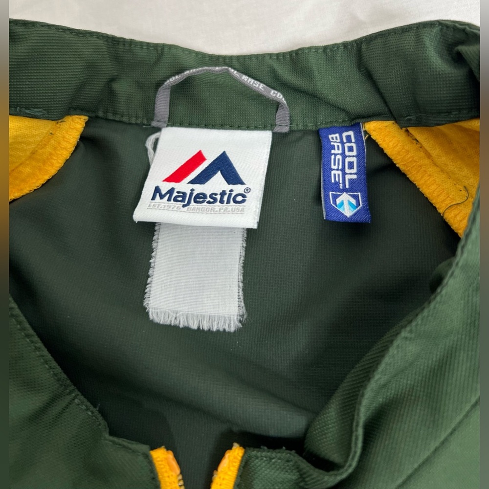 Majestic Cool Base Pullover 1/4 Zip Convertible Long Sleeve Green/ Yellow - Picture 9 of 10